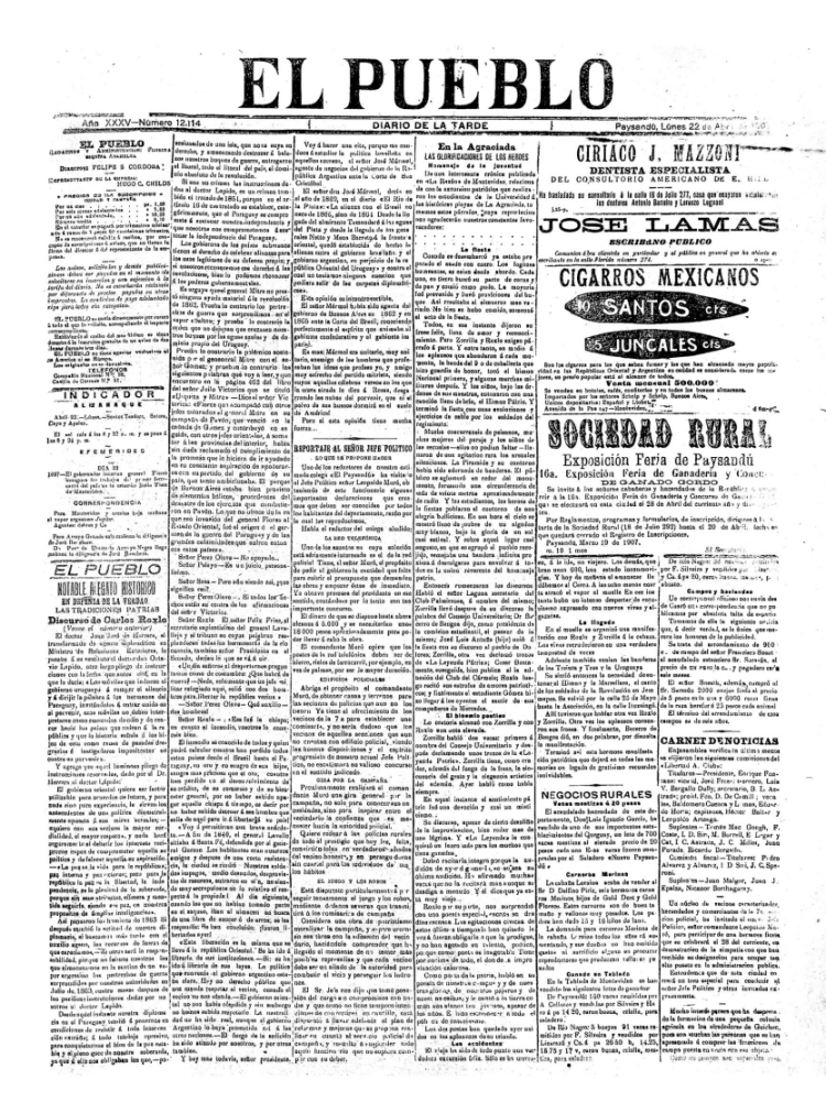 EL PUEBLO del 22/04/1907